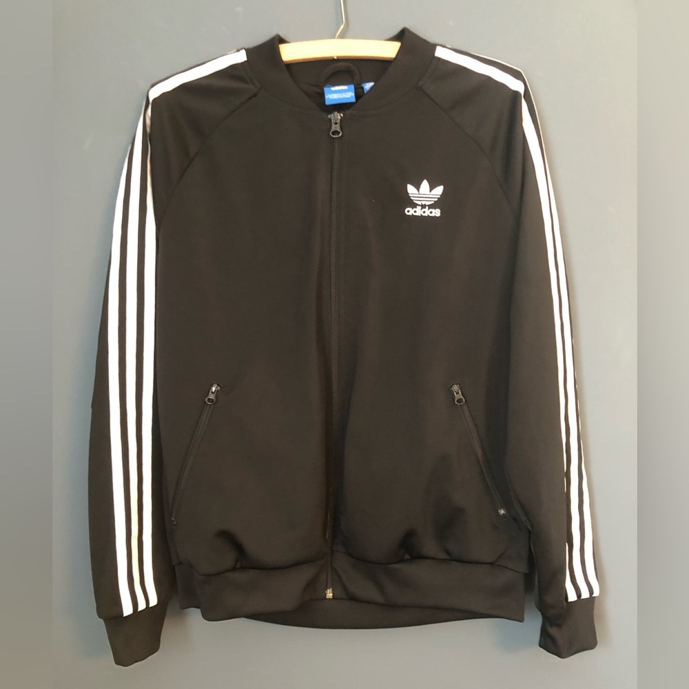 Adidas Black Track Jacket Size L Full Zip
